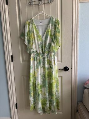 Green and Cream dress by DKNY